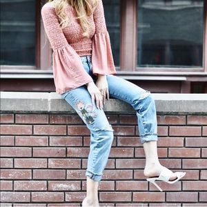 River Island Floral Embroidered Mom Jeans